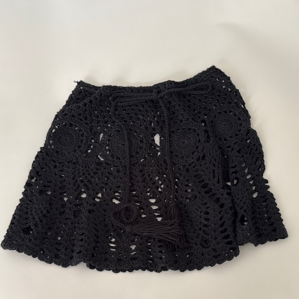 Subdued Black Crochet Skirt